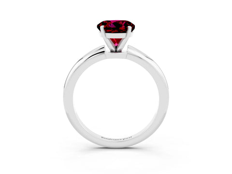 White gold Round Cut Garnet Solitaire Ring with Six-Prong Setting and Classic Band_15