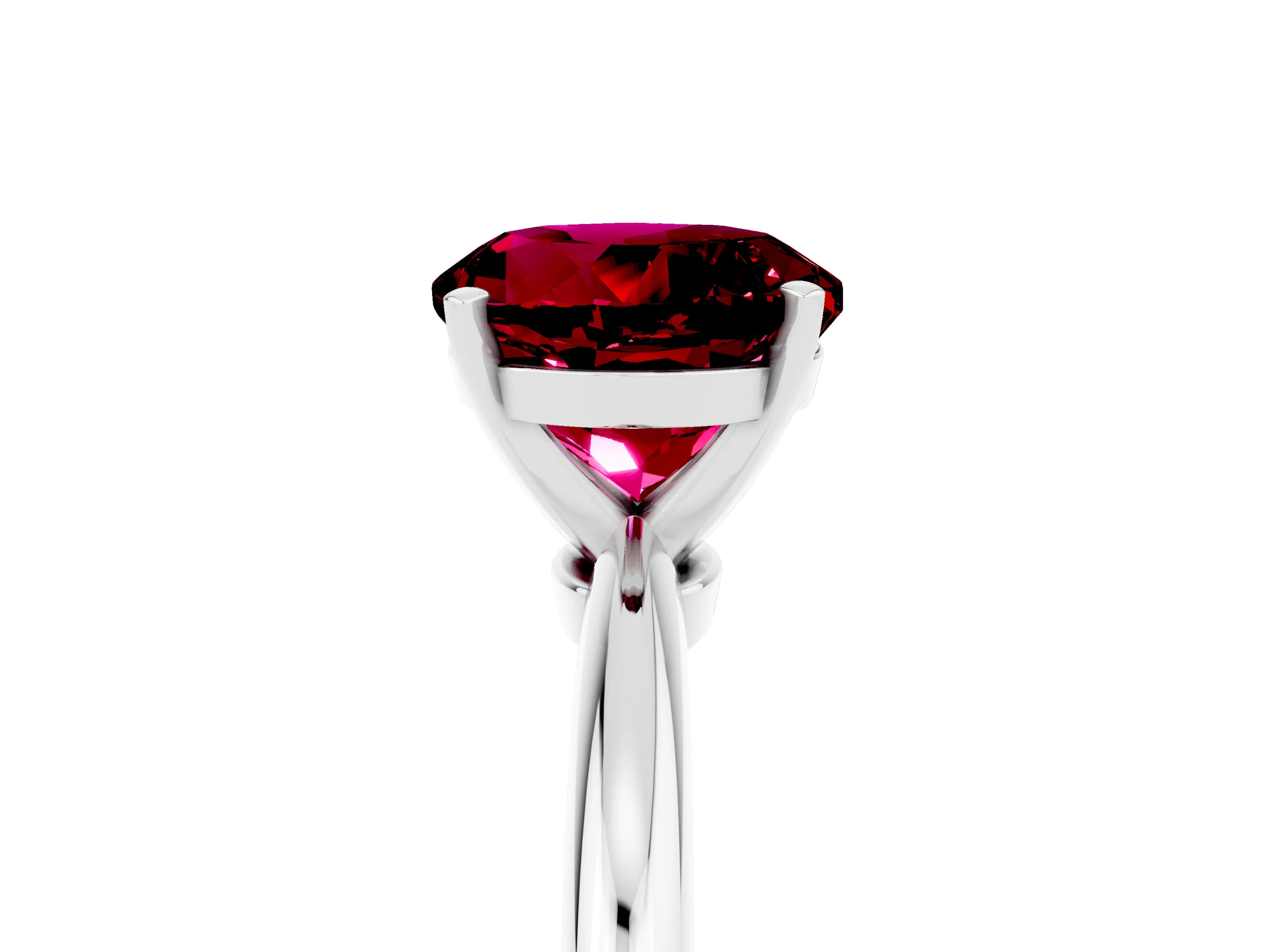 White gold Round Cut Garnet Solitaire Ring with Six-Prong Setting and Classic Band_17