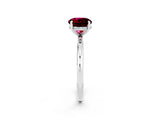 White gold Round Cut Garnet Solitaire Ring with Thin Band and Four-Prong Setting_14