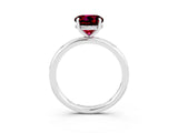 White gold Round Cut Garnet Solitaire Ring with Thin Band and Four-Prong Setting_15