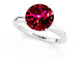 White gold Round Cut Garnet Solitaire Ring with Thin Band and Prong Setting_13