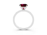 White gold Round Cut Garnet Solitaire Ring with Thin Band and Prong Setting_15