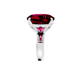 White gold Round Cut Garnet Solitaire Ring with Thin Band and Prong Setting_17