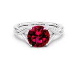 White gold Round Cut Garnet Solitaire Twist Band Prong Setting Ring_36