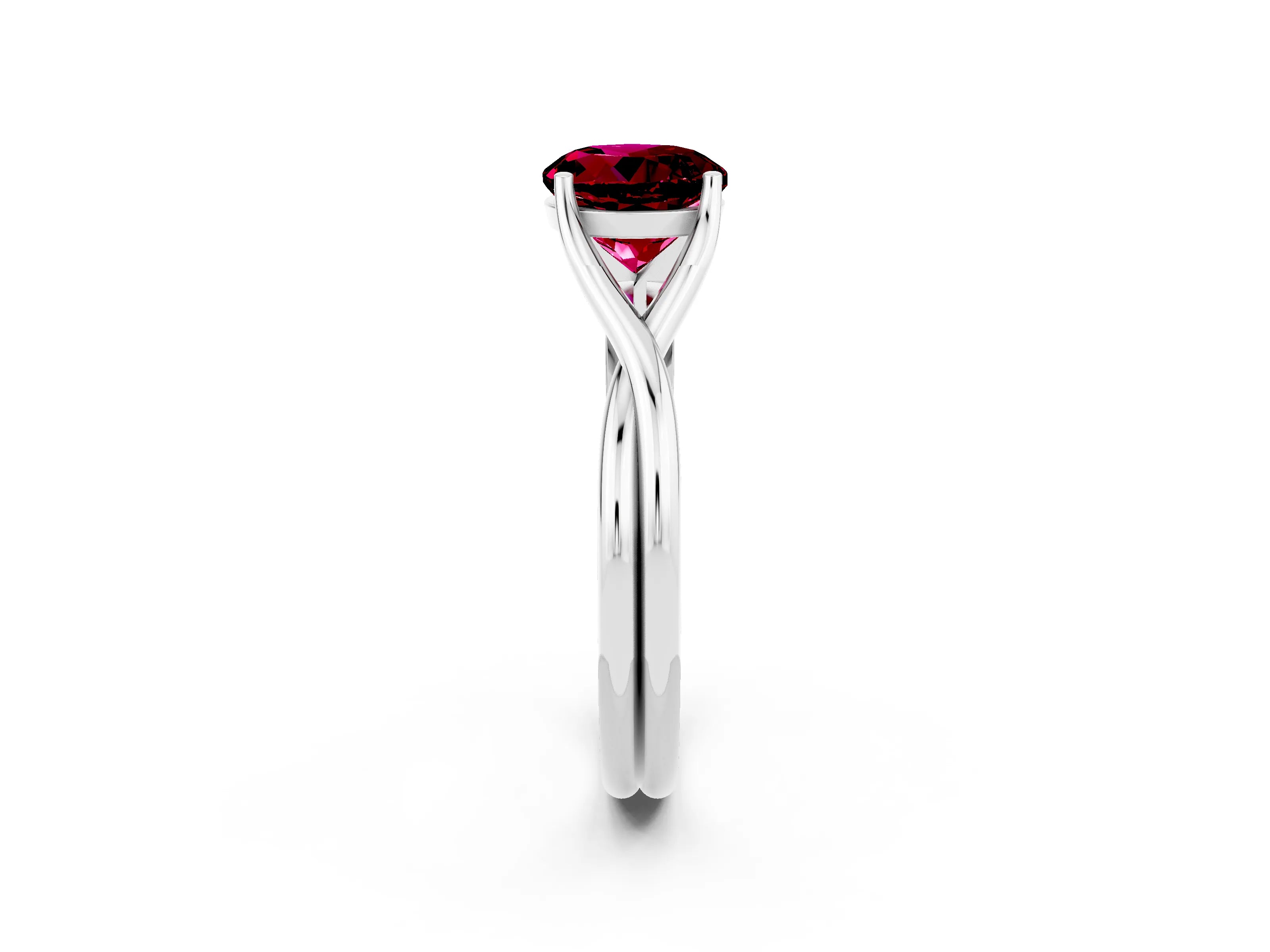 White gold Round Cut Garnet Solitaire Twist Band Prong Setting Ring_38