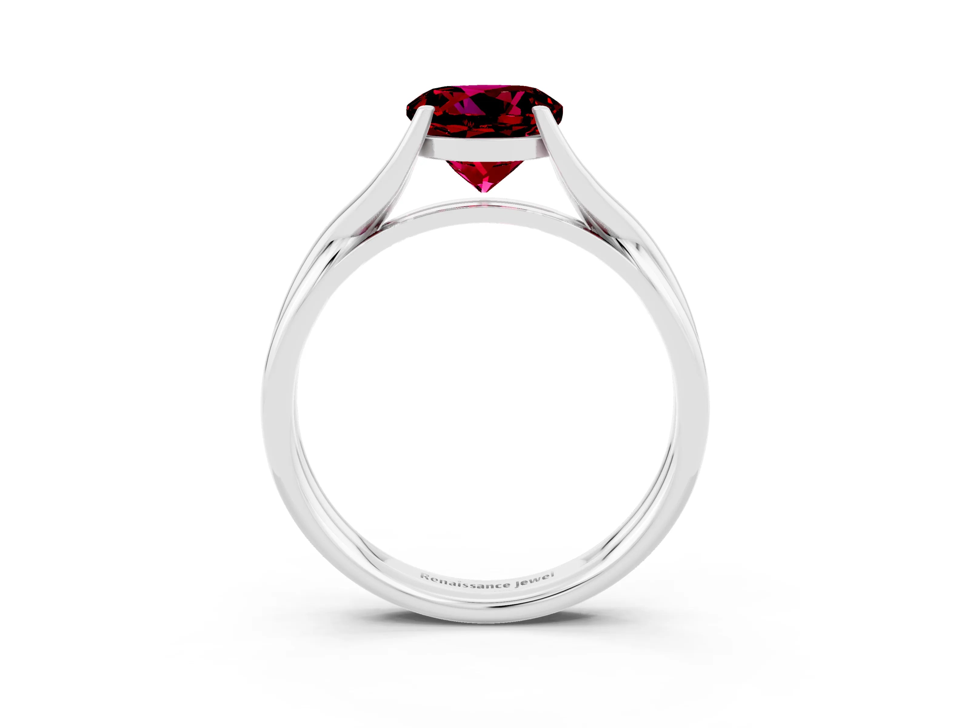 White gold Round Cut Garnet Solitaire Twist Band Prong Setting Ring_39