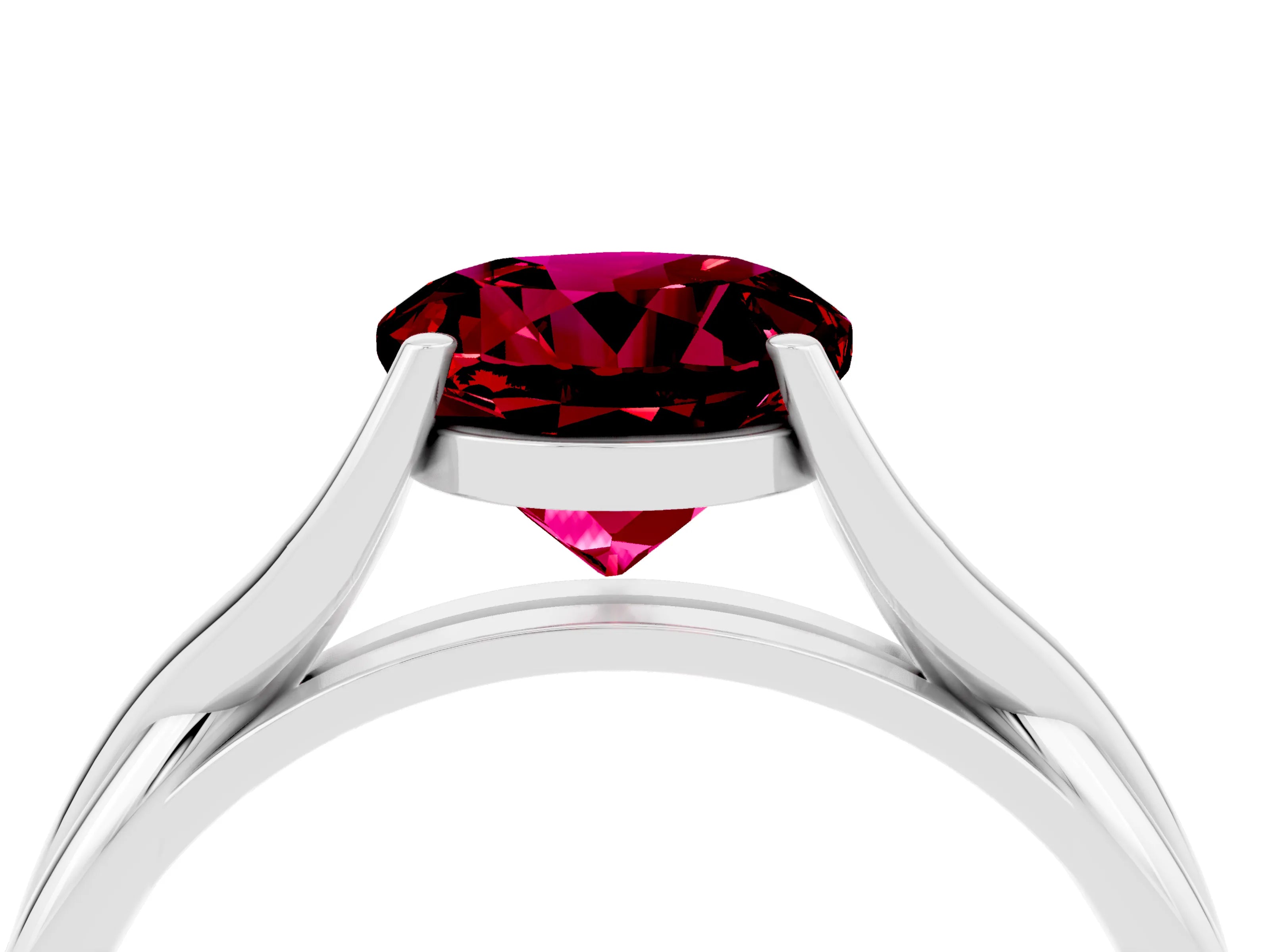 White gold Round Cut Garnet Solitaire Twist Band Prong Setting Ring_40