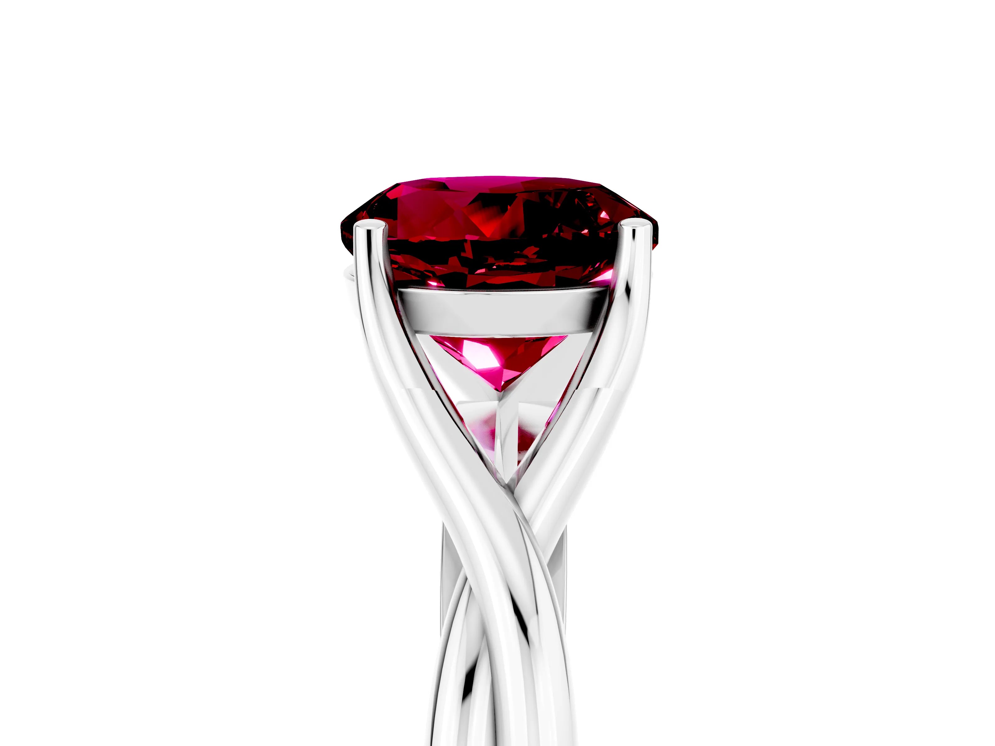 White gold Round Cut Garnet Solitaire Twist Band Prong Setting Ring_41