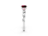 White gold Round Cut Garnet Solitaire Twisted Band with Round  Accents and Prong Setting_14