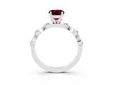 White gold Round Cut Garnet Solitaire Twisted Band with Round  Accents and Prong Setting_15