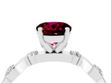 White gold Round Cut Garnet Solitaire Twisted Band with Round  Accents and Prong Setting_16