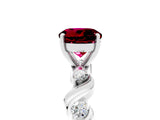 White gold Round Cut Garnet Solitaire Twisted Band with Round  Accents and Prong Setting_17