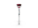 White gold Round Cut Garnet Solitaire with Side Baguettes and Channel Set Band_2