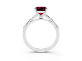 White gold Round Cut Garnet Solitaire with Side Baguettes and Channel Set Band_3
