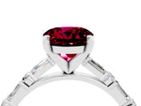 White gold Round Cut Garnet Solitaire with Side Baguettes and Channel Set Band_4