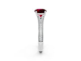 White gold Round Cut Garnet Split Shank Engagement Ring with Pavé Band_2