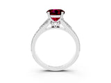 White gold Round Cut Garnet Split Shank Engagement Ring with Pavé Band_3