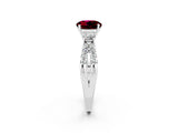 White gold Round Cut Garnet Three-Stone Ring with Pavé Split Shank and Four-Prong Setting_2