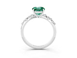 White gold Round Cut Green Sapphire Cluster Side Stone Solitaire Ring with Prong Setting_27