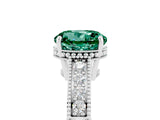 White gold Round Cut Green Sapphire Engagement Ring with Milgrain Channel Set Band and Prong Setting_5