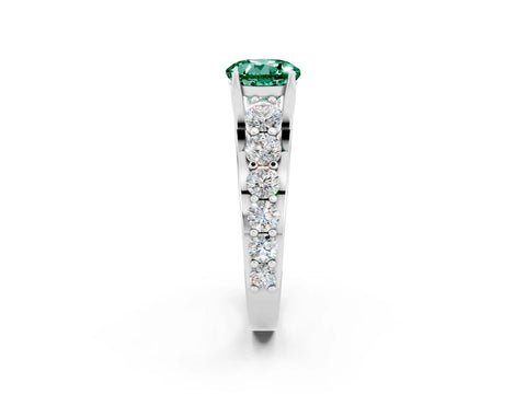 White gold Round Cut Green Sapphire Engagement Ring with Pavé Band and Four-Prong Setting_2