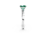 White gold Round Cut Green Sapphire Engagement Ring with Side Stone Accents and Four-Prong Setting_29