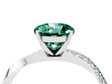 White gold Round Cut Green Sapphire Engagement Ring with Side Stone Accents and Four-Prong Setting_31