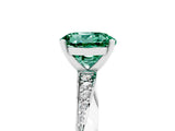 White gold Round Cut Green Sapphire Engagement Ring with Side Stone Accents and Four-Prong Setting_77