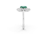 White gold Round Cut Green Sapphire Floral Double Halo Engagement Ring with Prong Setting_62