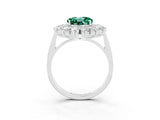 White gold Round Cut Green Sapphire Floral Double Halo Engagement Ring with Prong Setting_63