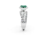 White gold Round Cut Green Sapphire Halo Ring with Round Split Shank and Prong Setting_62