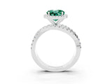 White gold Round Cut Green Sapphire Halo Ring with Round Split Shank and Prong Setting_63