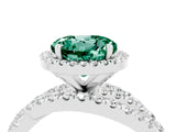White gold Round Cut Green Sapphire Halo Ring with Round Split Shank and Prong Setting_64