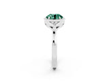 White gold Round Cut Green Sapphire Halo Ring with Tapered Band and Four-Prong Setting_2