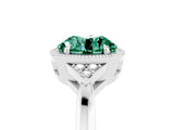 White gold Round Cut Green Sapphire Halo Ring with Tapered Band and Four-Prong Setting_5