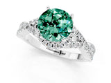 White gold Round Cut Green Sapphire  Halo Twist Band Solitaire Prong Setting Ring_25
