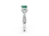 White gold Round Cut Green Sapphire  Halo Twist Band Solitaire Prong Setting Ring_26
