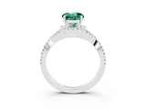 White gold Round Cut Green Sapphire  Halo Twist Band Solitaire Prong Setting Ring_27