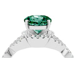 White gold Round Cut Green Sapphire  Halo Twist Band Solitaire Prong Setting Ring_28