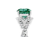 White gold Round Cut Green Sapphire  Halo Twist Band Solitaire Prong Setting Ring_29