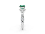 White gold Round Cut Green Sapphire Halo Twist Band Solitaire Prong Setting Ring_2