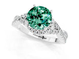 White gold Round Cut Green Sapphire  Halo Twist Band Solitaire Prong Setting Ring_55
