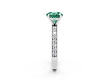White gold Round Cut Green Sapphire Milgrain Pavé Engagement Ring with Four-Prong Setting_2