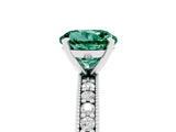 White gold Round Cut Green Sapphire Milgrain Pavé Engagement Ring with Four-Prong Setting_5