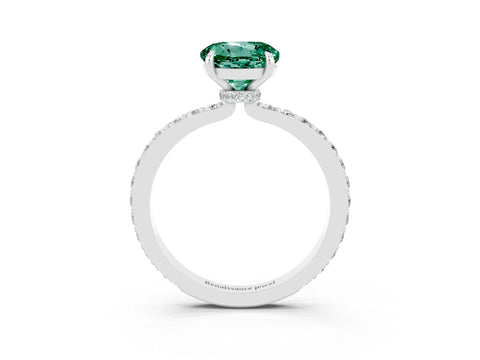 White gold Round Cut Green Sapphire Pavé Engagement Ring with Round  Accents and Prong Setting_27