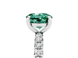 White gold Round Cut Green Sapphire Pavé Solitaire Ring with Round Band and Prong Setting_41
