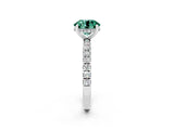 White gold Round Cut Green Sapphire Pave Band Solitaire Ring with Four-Prong Setting_26