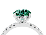White gold Round Cut Green Sapphire Pave Band Solitaire Ring with Four-Prong Setting_28