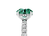 White gold Round Cut Green Sapphire Pave Band Solitaire Ring with Four-Prong Setting_29