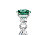 White gold Round Cut Green Sapphire Prong Setting with Side Stones on a Pave Band_5